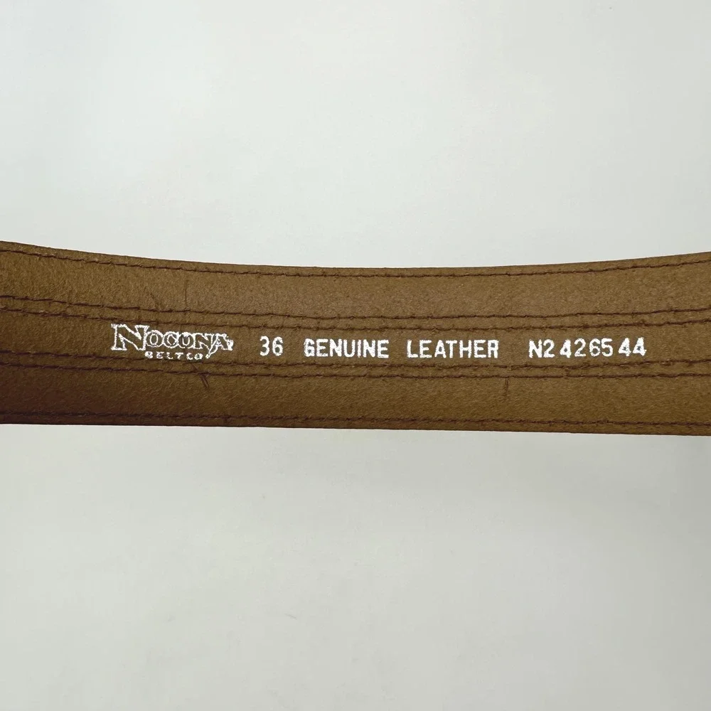 Nocona Belt Co Leather Belt Mens 36 Tan Southwestern Woven Inlay Cowboy